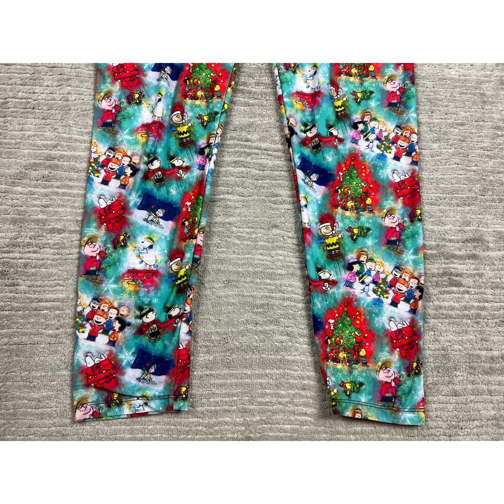 LuLaRoe Leggings Womens TC2 Multicolor Peanuts Christmas Snoopy Holiday Stretch - Picture 3 of 11